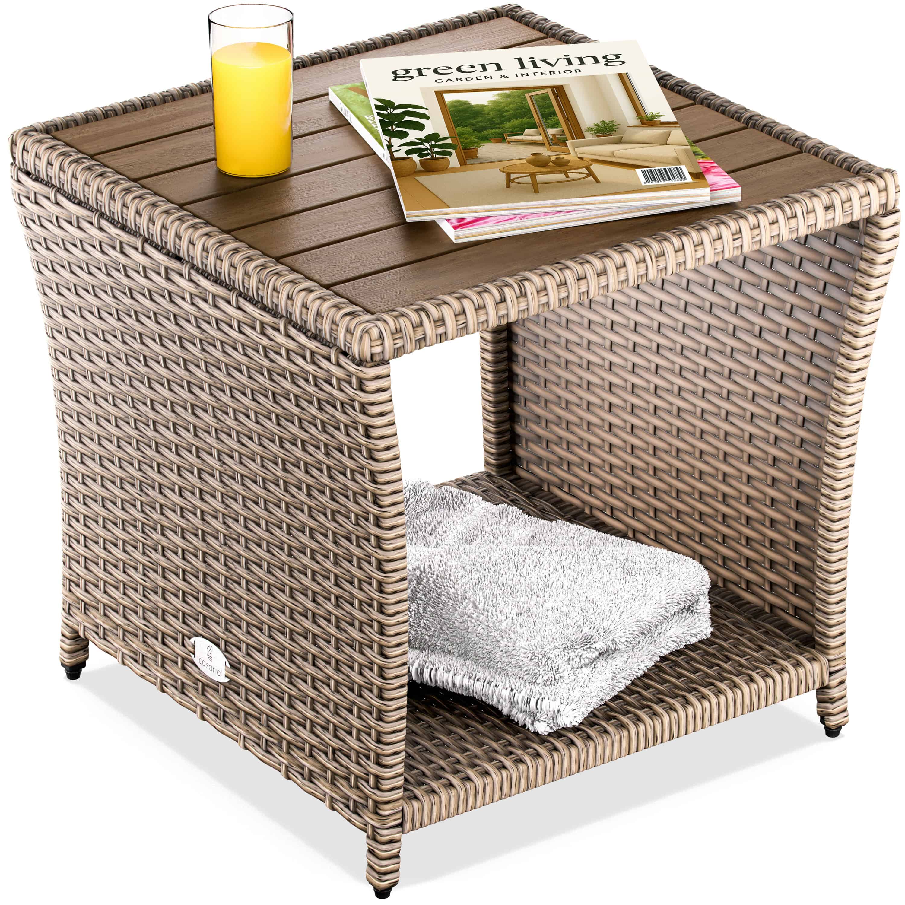 foto del prodotto tavolino in polyrattan crema 45x45x40cm