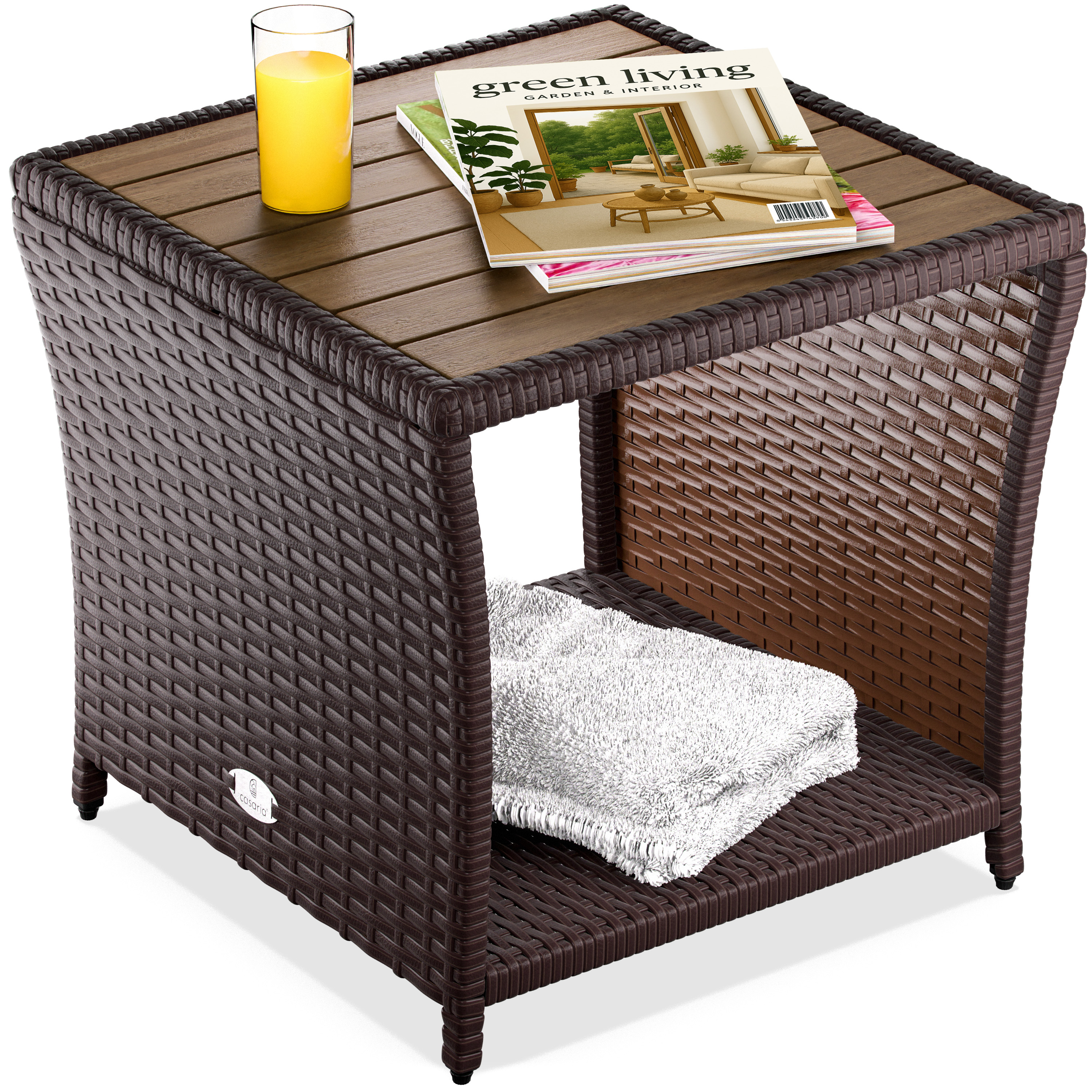 foto del prodotto tavolino in polyrattan marrone 45x45x40cm