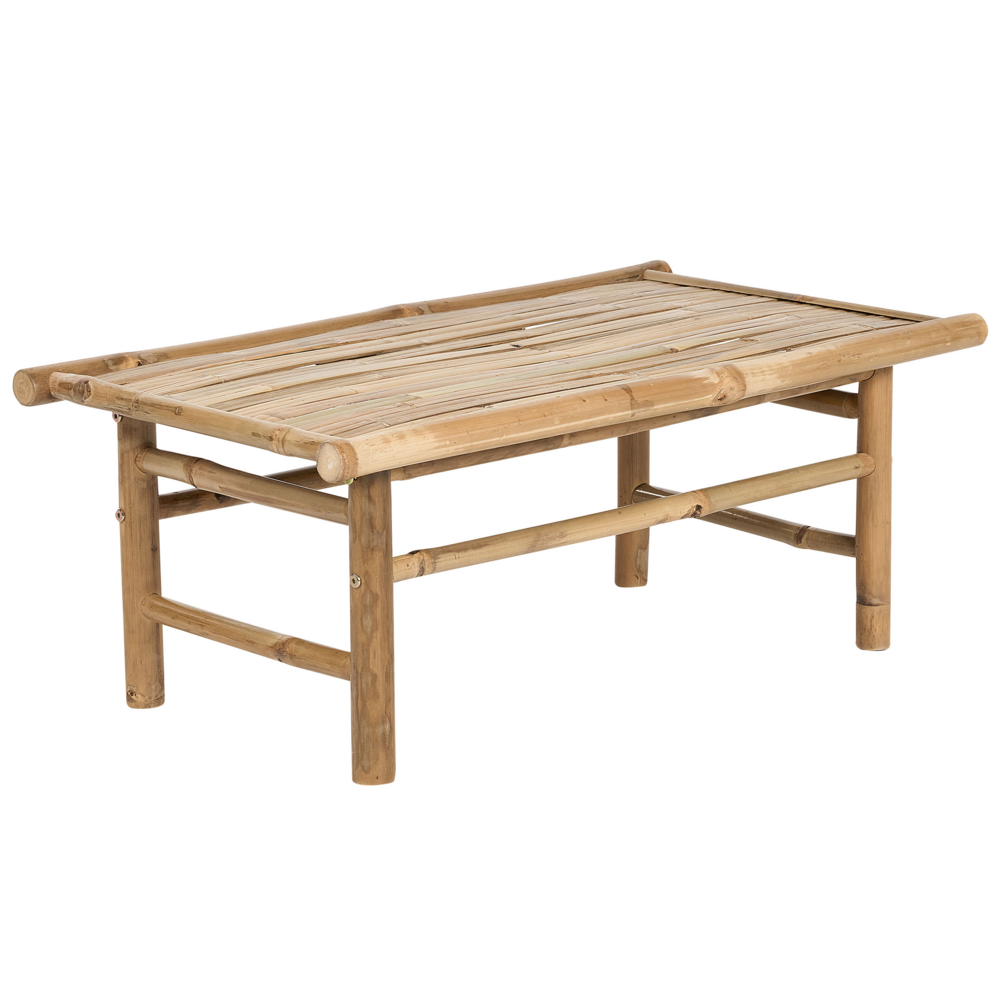 foto del prodotto tavolino in solido legno bamboo 80 x 45 cm interno ed esterno design moderno rustico