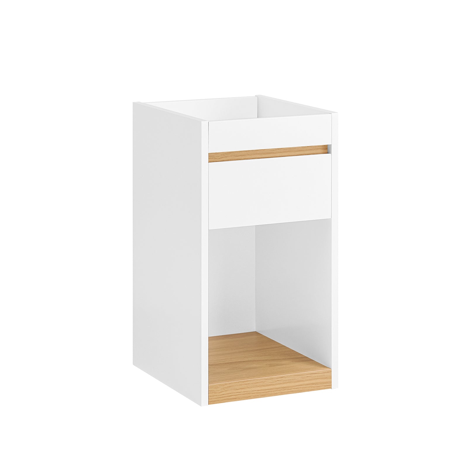 foto del prodotto tavolino laterale comodino con cassetto bianco naturale 30x35x55cm fbt137 w
