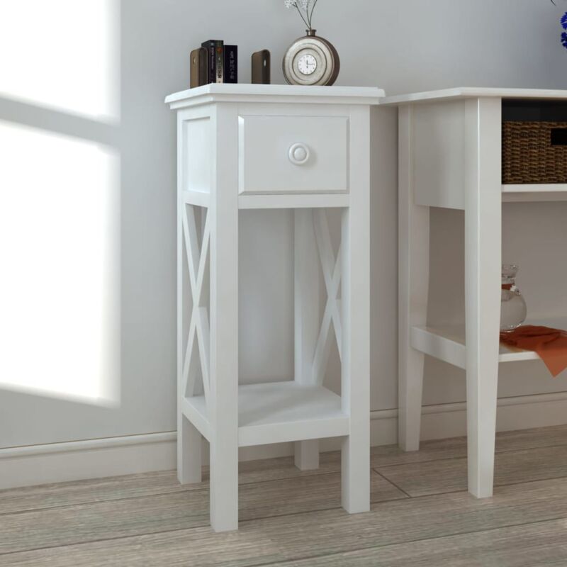 foto del prodotto tavolino laterale con cassetto bianco vidaxl
