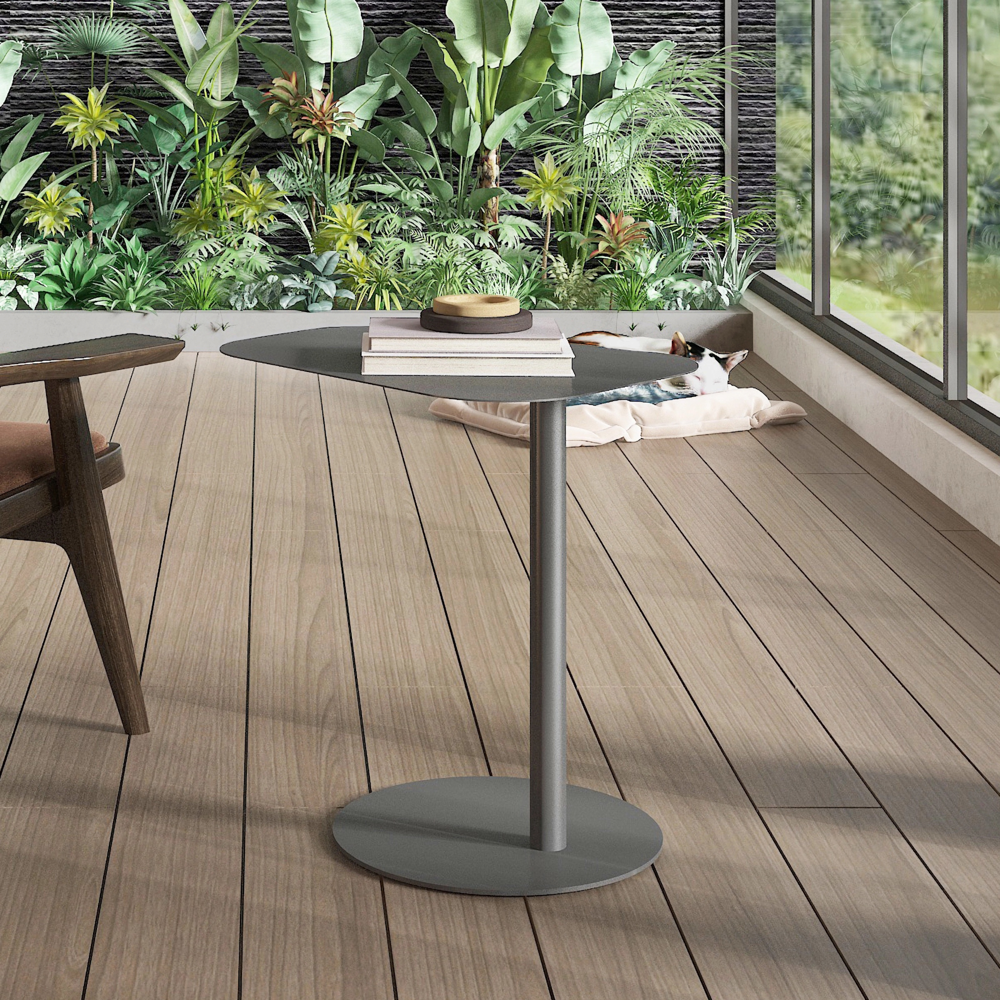 foto del prodotto tavolino laterale da divano nast tten metallo piano trapezoidale grigio opaco en.casa 