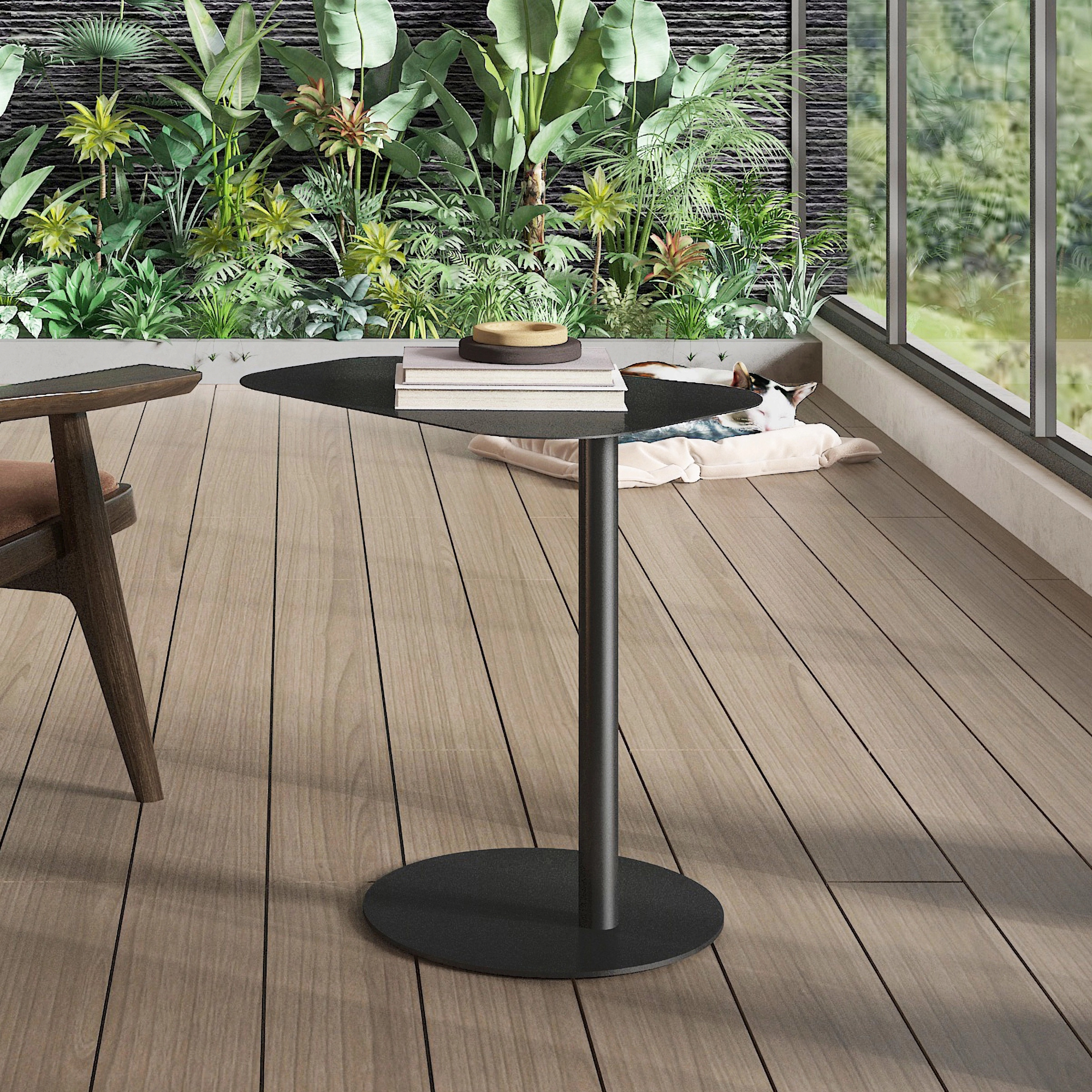 foto del prodotto tavolino laterale da divano nast tten metallo piano trapezoidale nero opaco en.casa 