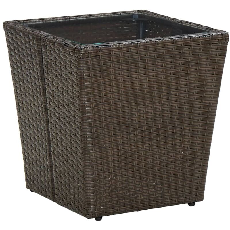 foto del prodotto tavolino marrone 41,5x41,5x44cm in polyrattan e vetro temperato