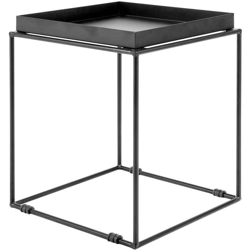foto del prodotto tavolino metallo nero con vassoio design industriale 50 x 40 x 40 cm saxon