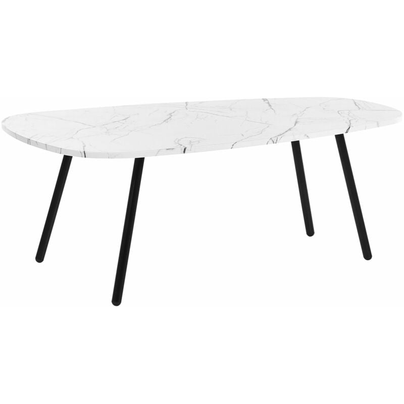 foto del prodotto tavolino moderno effetto marmo gambe in metallo bianco e nero biddle