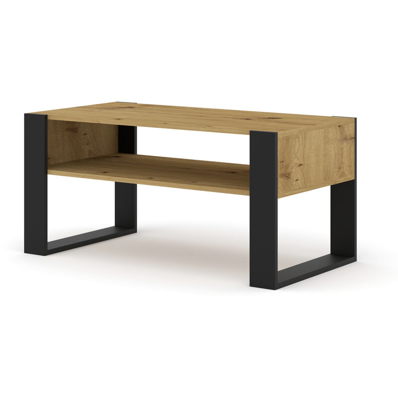 foto del prodotto tavolino mondi 100x50 cm rovere artigianale nero opaco