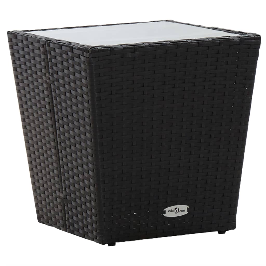 foto del prodotto tavolino nero 41,5x41,5x43 cm in polyrattan e vetro temperato cod mxl 50441