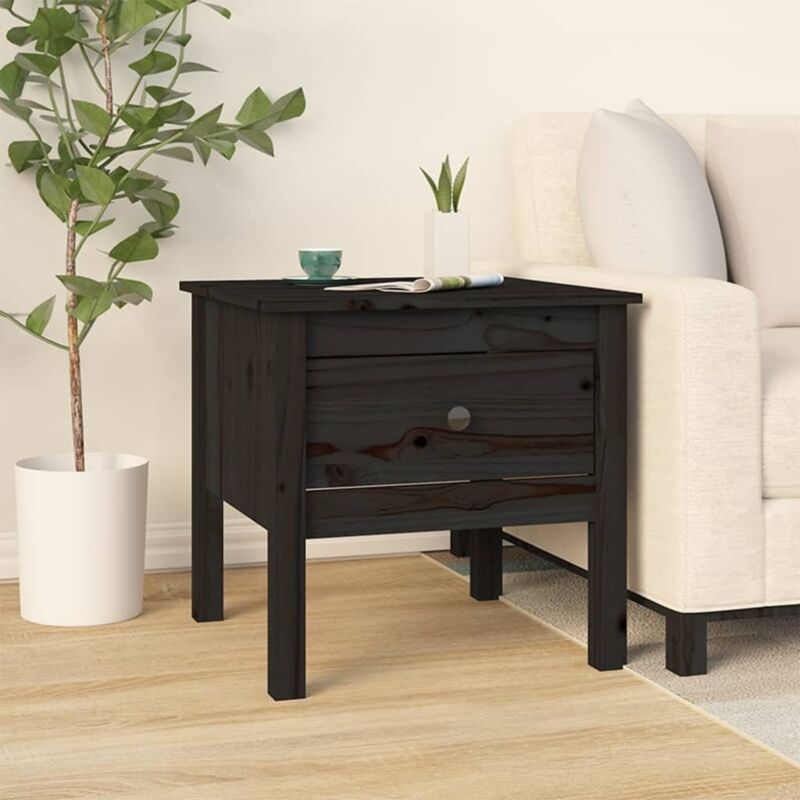 foto del prodotto tavolino nero 50x50x49 cm legno massello di pino vidaxl