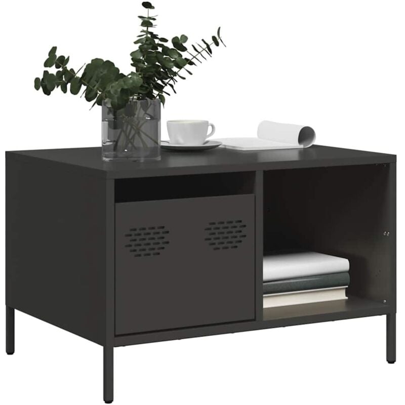 foto del prodotto tavolino nero 68,5x50x43,5 cm in acciaio laminato a freddo vidaxl
