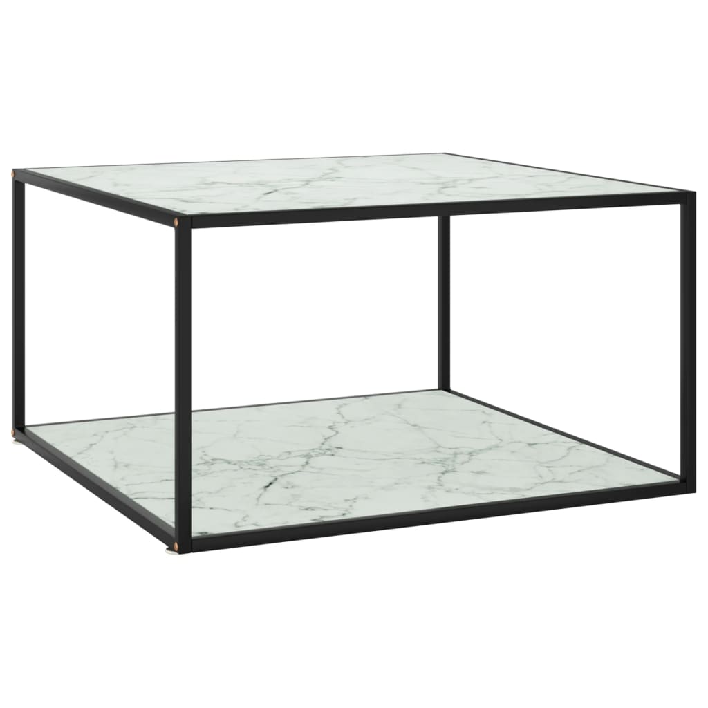 foto del prodotto tavolino nero con vetro bianco marmorizzato 90x90x50 cm cod mxl 25442