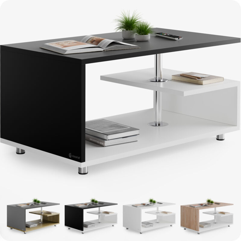 foto del prodotto tavolino orlando 95x55x50cm 3 ripiani legno regolabile in altezza tavolo basso da caff salotto da divano design moderno wei schwarz de - casaria