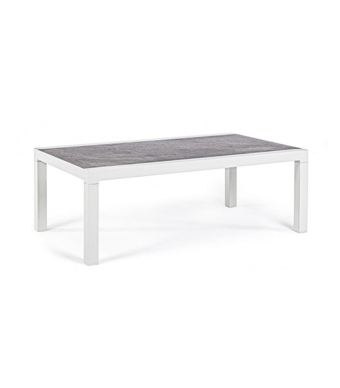 foto del prodotto tavolino per esterno in alluminio bianco kledi lunar 120x70x h43 cm