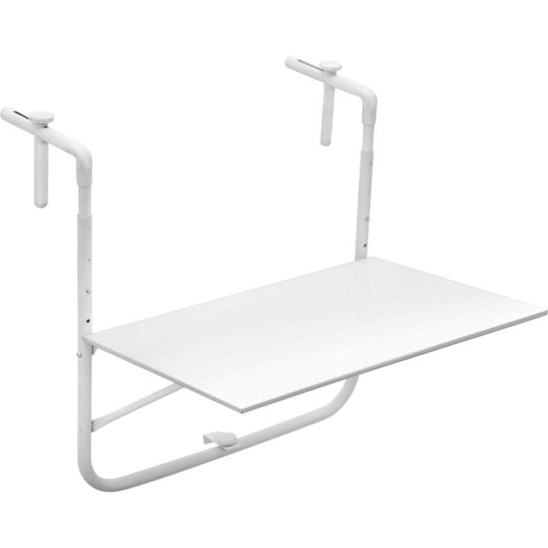 foto del prodotto tavolino per ringhiera da balcone in metallo altezza regolabile 60x52 cm bianco