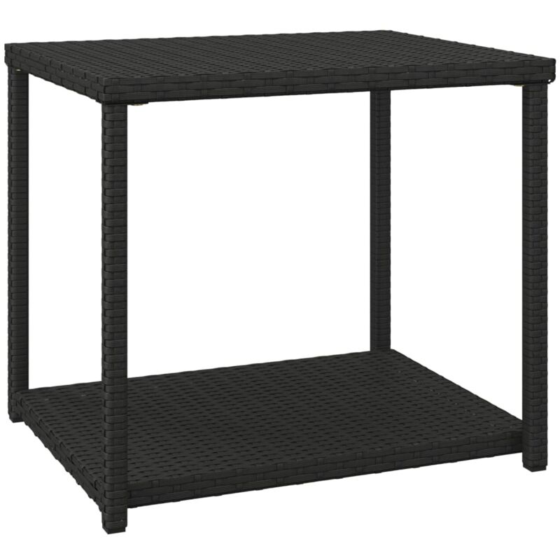 foto del prodotto tavolino per uso interno o esterno 55 x 45 x 49 cm in resina intrecciata nera e acciaio dec032502