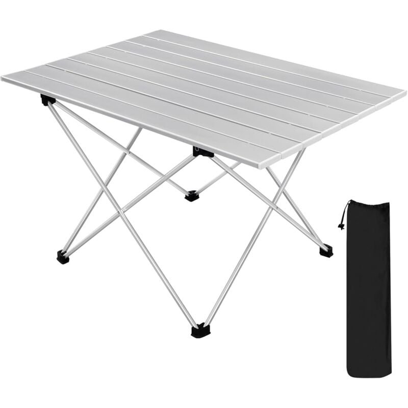 foto del prodotto tavolino pieghevole con struttura in alluminio 68x46x40 cm per picnic giardino, argento woltu