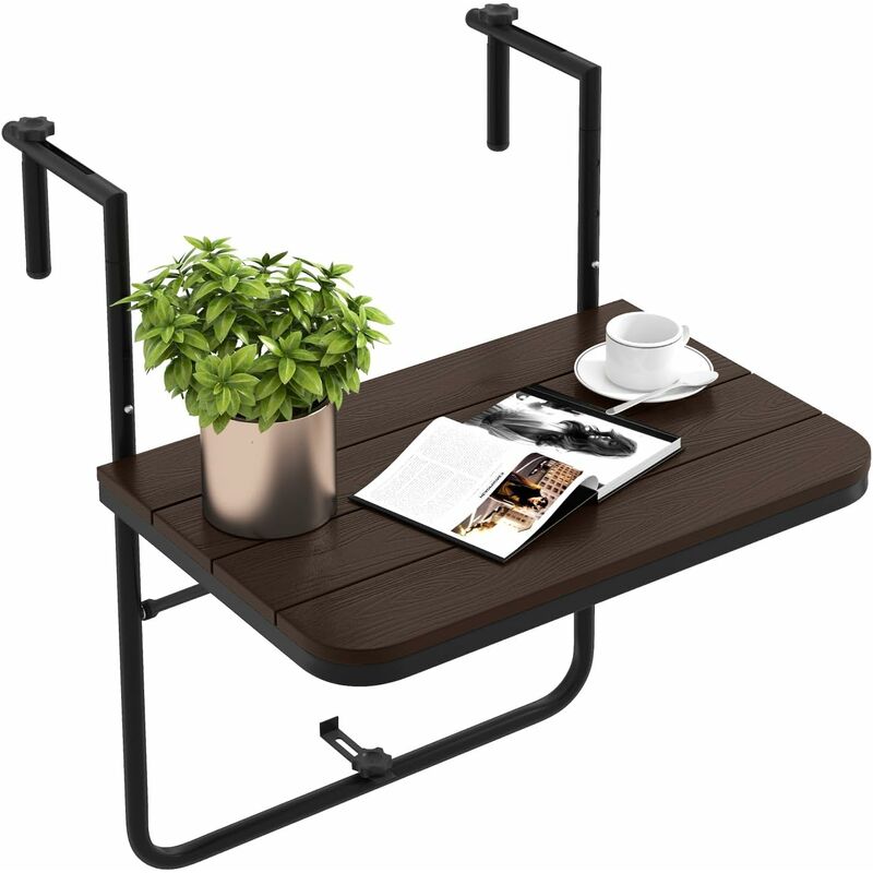 foto del prodotto tavolino pieghevole da balcone, regolabile in altezza, tavolo da appendere adatto a ringhiera da 3 15 cm, 62,5x60x84 cm, per giardino esterno