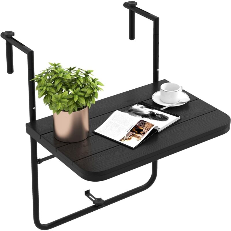 foto del prodotto tavolino pieghevole da balcone, regolabile in altezza, tavolo da appendere adatto a ringhiera da 3 15 cm, 62,5x60x84 cm, per giardino esterno