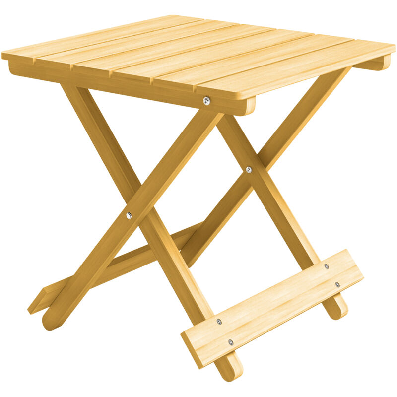 foto del prodotto tavolino pieghevole da esterno in legno con piano a doghe 40x43x40cm outsunny