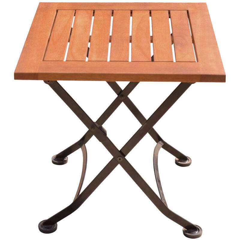 foto del prodotto tavolino pieghevole tavolo da campeggio tavolo da balcone lunghezza 45 cm legno di eucalipto pieghevole, metallo marrone, h 45 cm, balcone da giardino