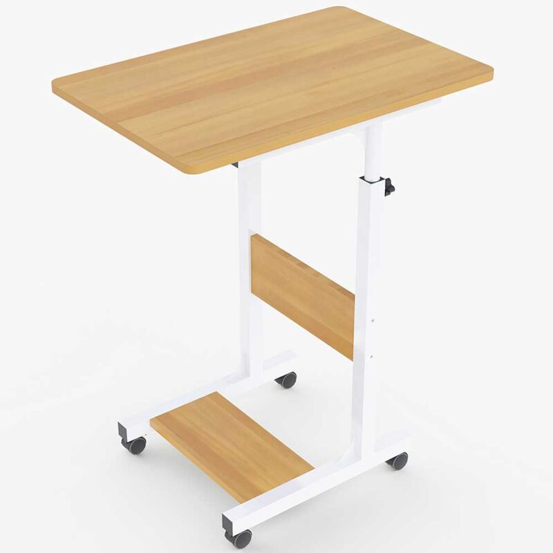 foto del prodotto tavolino porta pc computer da letto divano regolabile con ruote beige