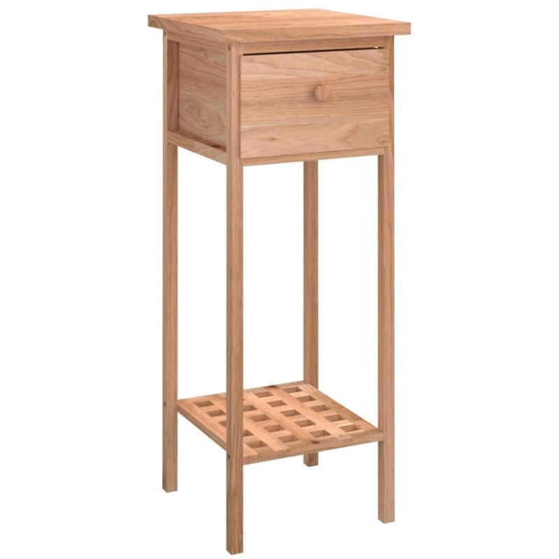 foto del prodotto tavolino porta piante con cassetto e ripiano 25 x 25 x 60 cm legno massello di noce dec032340
