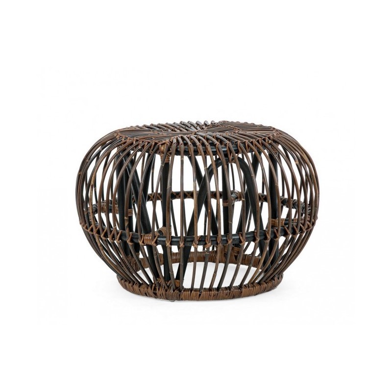 foto del prodotto tavolino pouf per esterno in rattan marrone doradal diametro 65x h44 cm