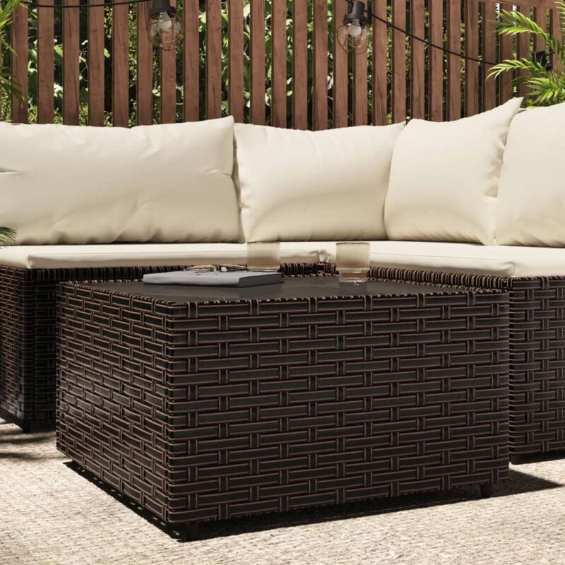 foto del prodotto tavolino quadrato da giardino marrone 50x50x30cm in polyrattan vidaxl