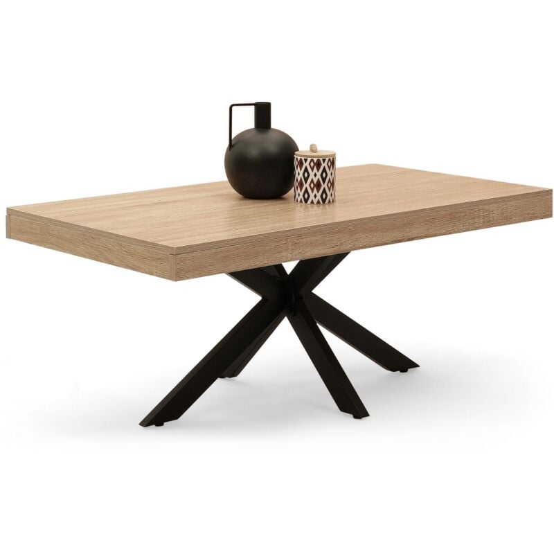 foto del prodotto tavolino rettangolare alix 110 cm con gambe in legno e ragno nero