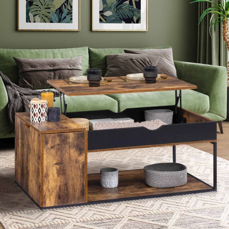 foto del prodotto tavolino rettangolare alzabile chicago con contenitore dal design industriale