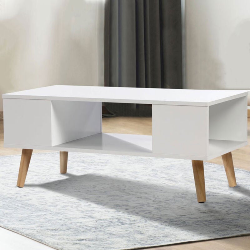 foto del prodotto tavolino rettangolare in legno bianco scandinavo effie