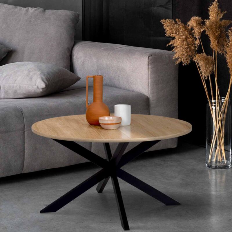 foto del prodotto tavolino rotondo alix con gamba a ragno, 70 cm, legno e nero