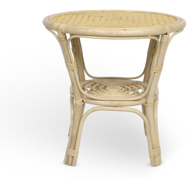 foto del prodotto tavolino rotondo bahama in legno di bambu e vimini intrecciato cm 60 x 60