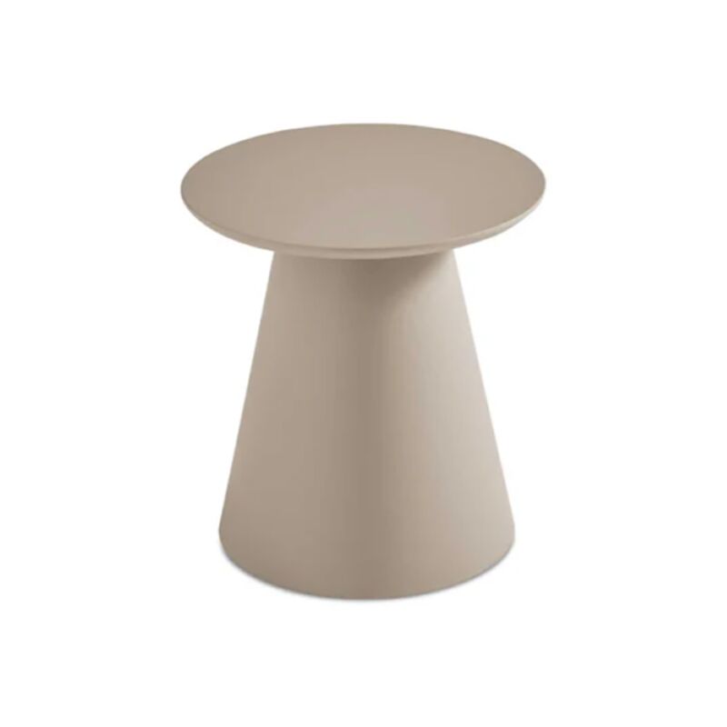 foto del prodotto tavolino rotondo con piano in legno e base in metallo tortora triade small