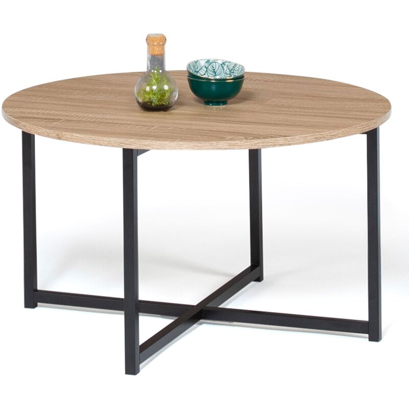 foto del prodotto tavolino rotondo detroit 70 cm design industriale