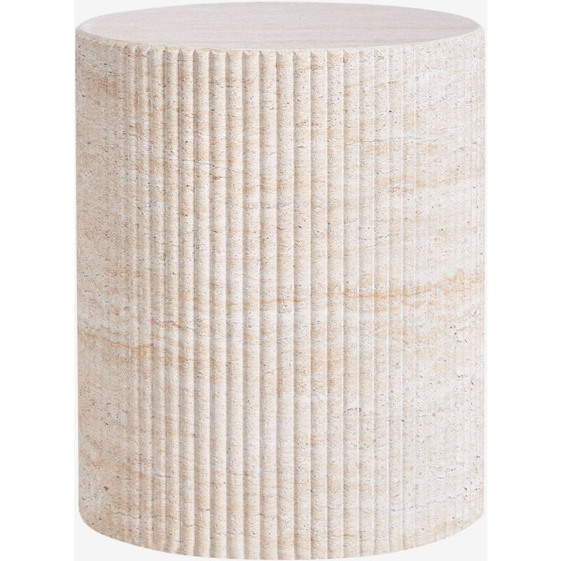 foto del prodotto tavolino rotondo in cemento effetto travertino 38 cm velia sklum