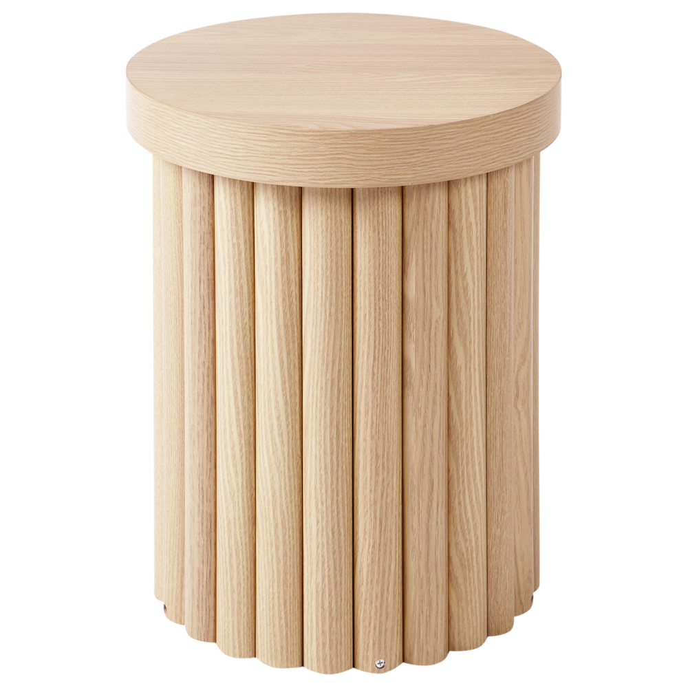 foto del prodotto tavolino rotondo in mdf legno chiaro stile scandinavo soggiorno
