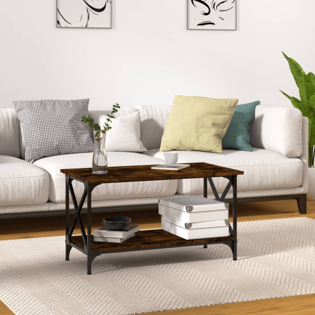 foto del prodotto tavolino rovere fumo 80x45x45 cm in legno multistrato e ferro cod mxl 25098