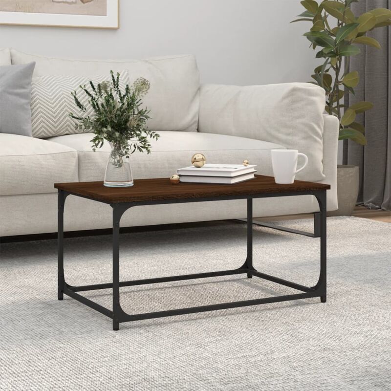 foto del prodotto tavolino rovere marrone 80x50x40cm in legno multistrato e ferro vidaxl