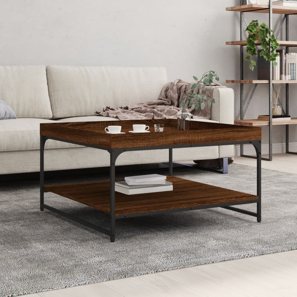 foto del prodotto tavolino rovere marrone 80x80x45cm in legno multistrato e ferrocod mxl 94908