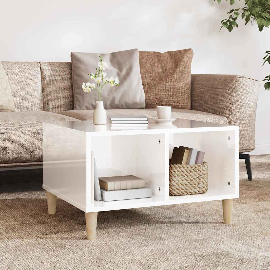 foto del prodotto tavolino salotto bianco lucido 60x50x36,5 cm legno multistrato cod mxl 24346