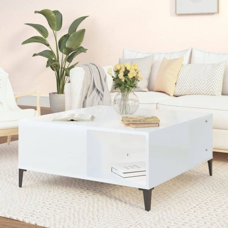 foto del prodotto tavolino salotto bianco lucido 80x80x36,5 cm legno multistrato vidaxl