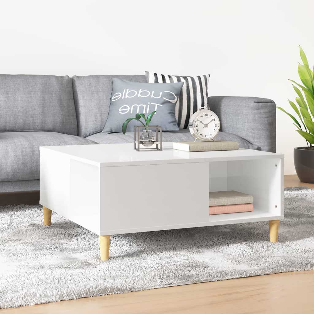 foto del prodotto tavolino salotto bianco lucido 80x80x36,5 cm legno multistratocod mxl 97296