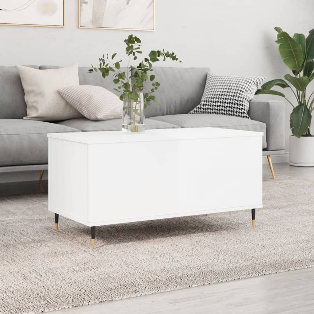 foto del prodotto tavolino salotto bianco lucido 90x44,5x45 cm legno multistrato