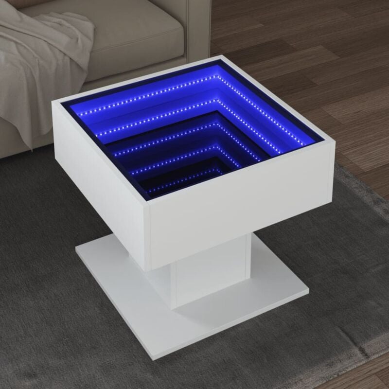 foto del prodotto tavolino salotto con led bianco 50x50x45 cm legno multistrato - vidaxl