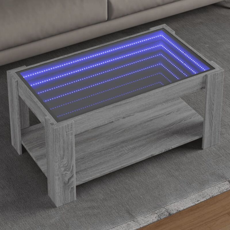 foto del prodotto tavolino salotto con led grigio sonoma 93x53x45 cm multistrato vidaxl