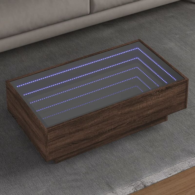 foto del prodotto tavolino salotto con led rovere marrone 90x50x30 cm multistrato vidaxl 623783
