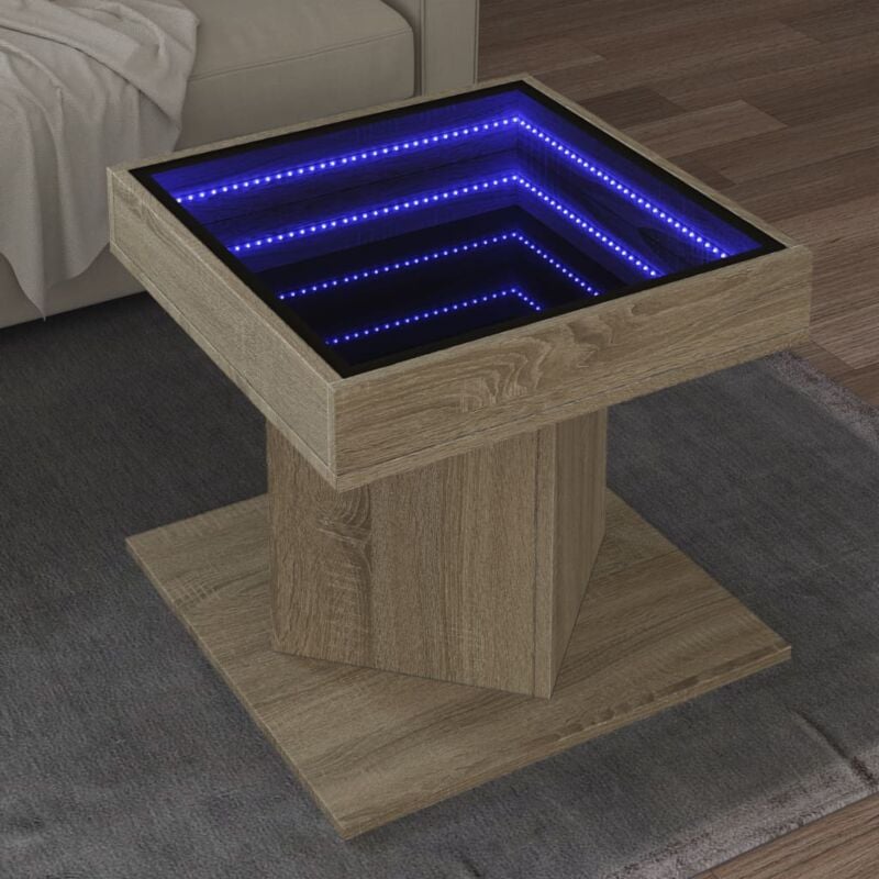 foto del prodotto tavolino salotto con led rovere sonoma 50x50x45 cm multistrato vidaxl
