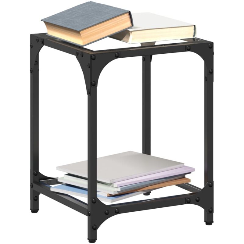 foto del prodotto tavolino salotto con piano vetro trasparente 30x30x40cm acciaio vidaxl