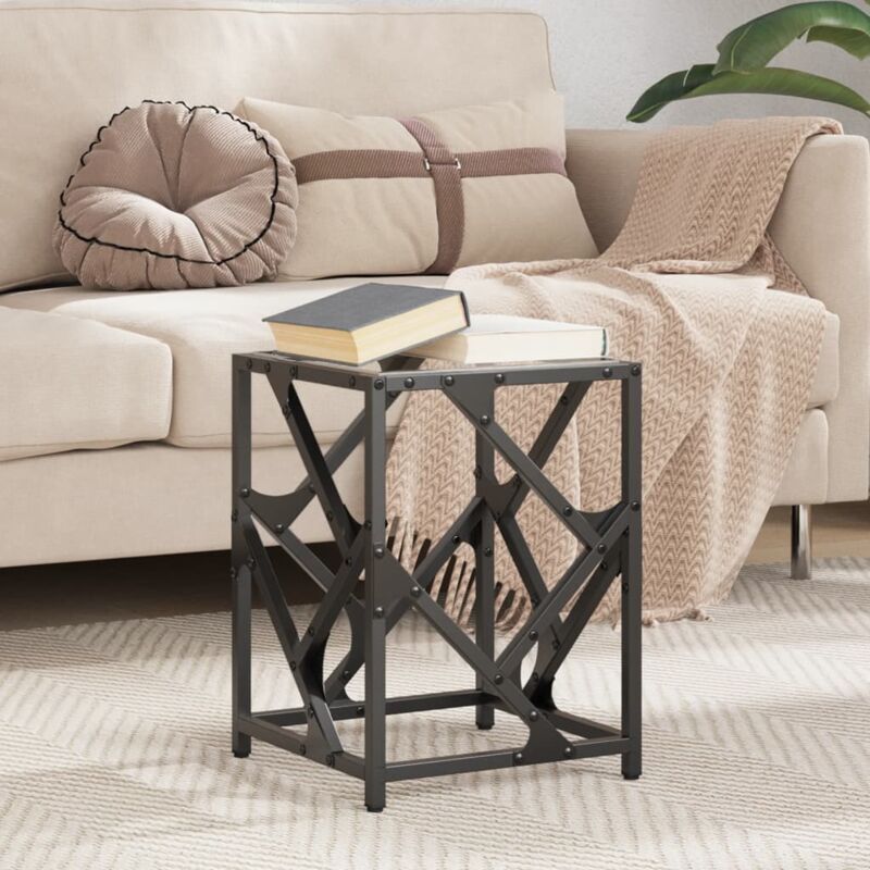 foto del prodotto tavolino salotto con piano vetro trasparente 30x30x41cm acciaio vidaxl